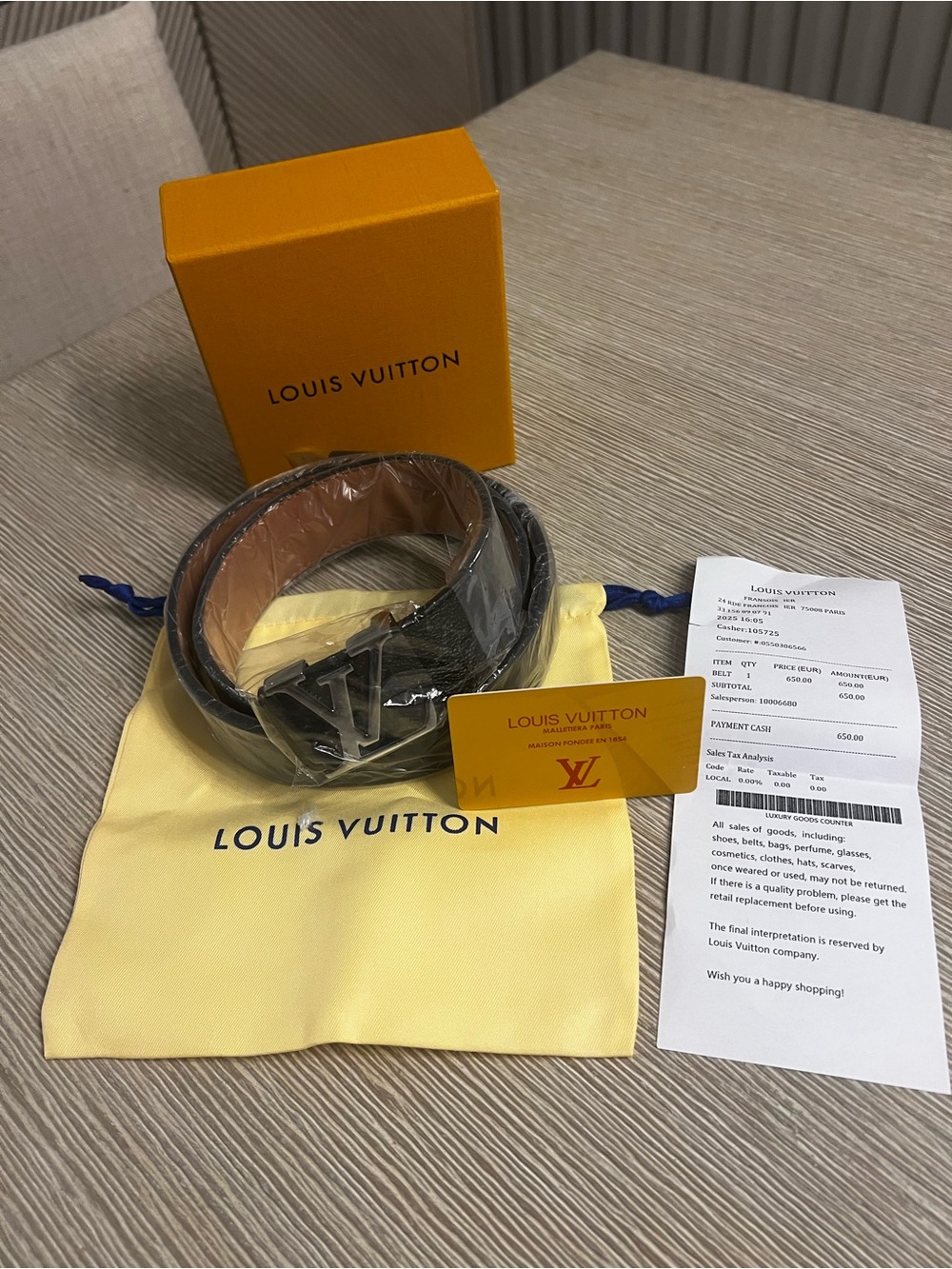 Louis Vuitton Brown Monogram Leather Belt with Silver LV Buckle